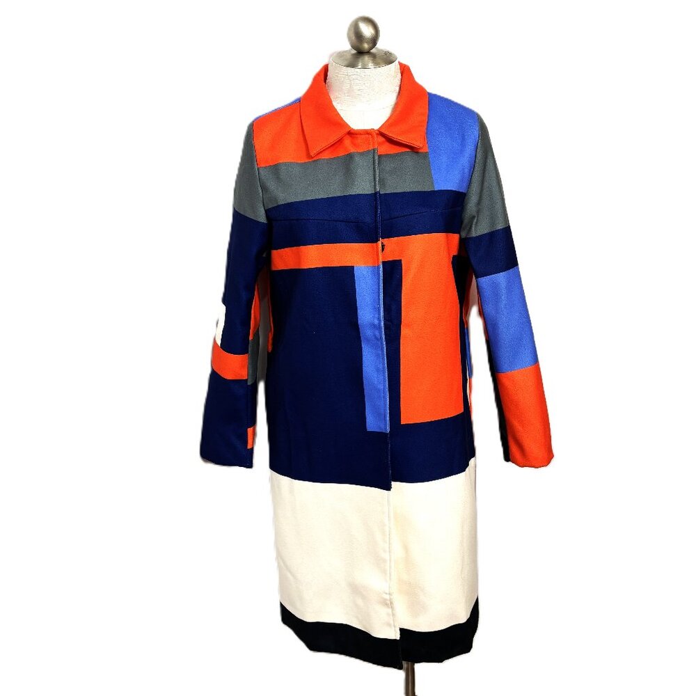MissLook Geometric Colorblock Long Sleeve Jacket Coat Medium